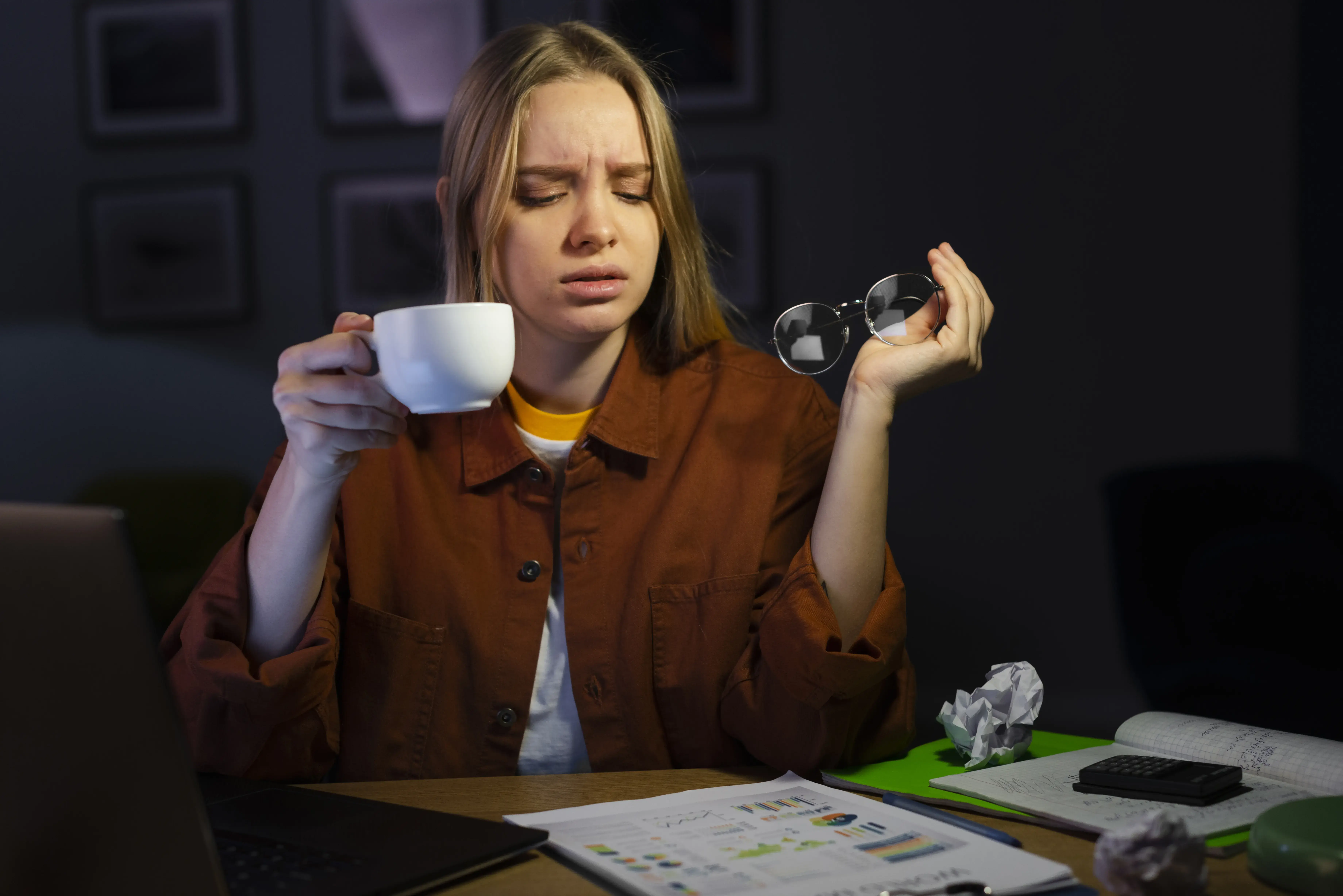 Lékařka s vážným výrazem ukazuje na lékařskou zprávu