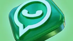 3D grafické zobrazení ikony WhatsApp na zeleném pozadí