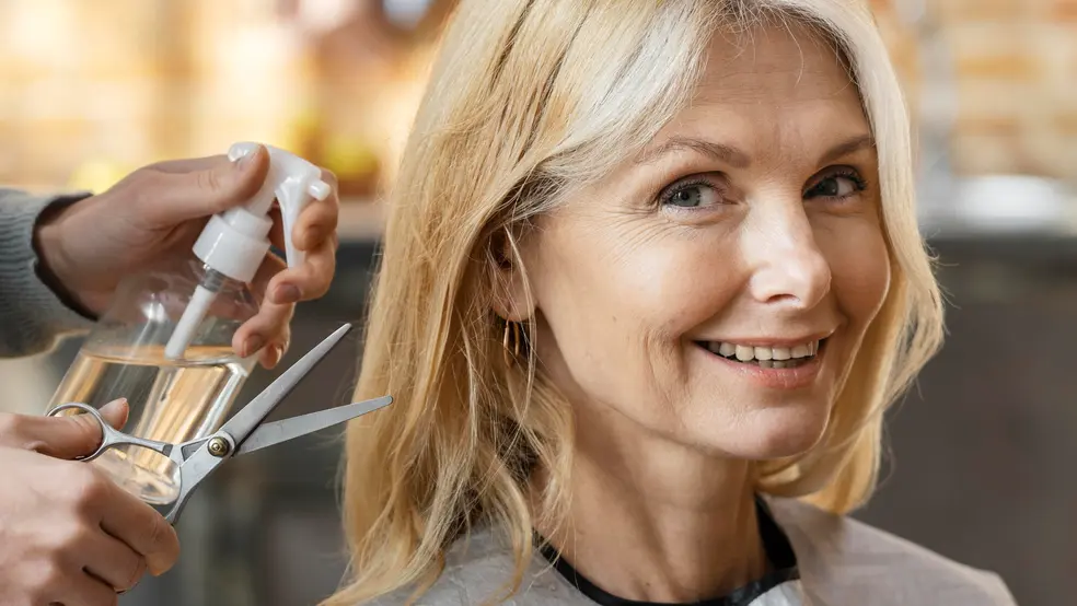 Žena s rovně střiženým mikádem a elegantním líčením