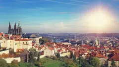 Pohled na historické centrum Istanbulu s Hagia Sofií a Modrou mešitou