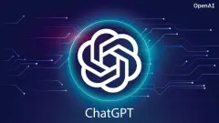 Logo ChatGPT od OpenAI na futuristickém technologickém pozadí.
